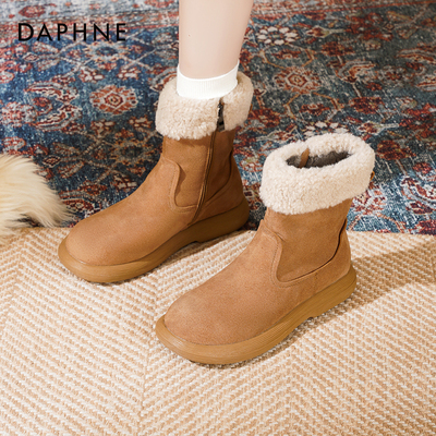 达芙妮加绒雪地靴女2025新款冬季