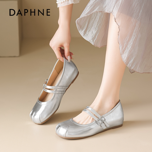 达芙妮银色玛丽珍鞋女内增高