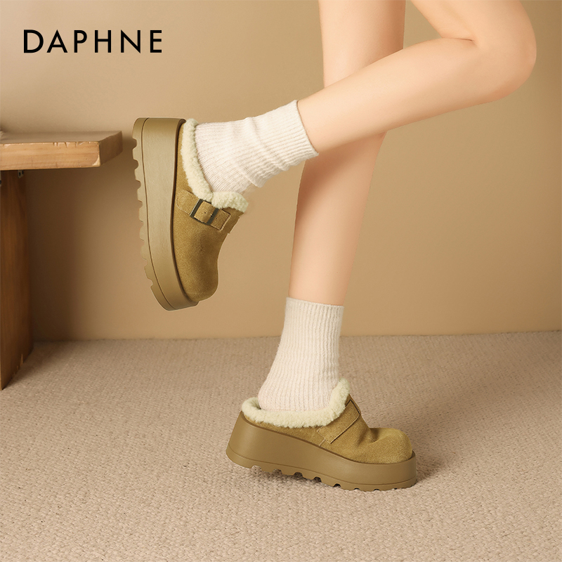 达芙妮厚底加绒勃肯鞋女款半拖鞋