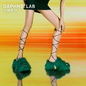 DAPHNELAB达芙妮方糖毛毛拖女夏2024新款 可拆卸绑带凉拖鞋 女外穿