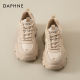 女款 增高2025新款 杏色女鞋 达芙妮厚底老爹鞋 秋冬加绒休闲运动鞋 子