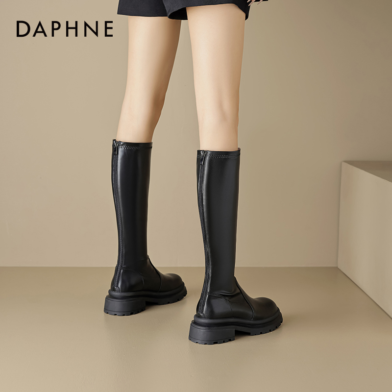 达芙妮长筒靴子女厚底高筒骑士靴