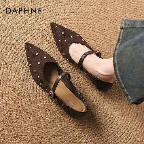 达芙妮尖头法式玛丽珍平底单鞋女