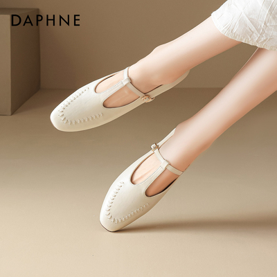 达芙妮白色玛丽珍鞋法式绝美单鞋