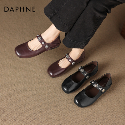 达芙妮单鞋女法式浅口玛丽珍女鞋