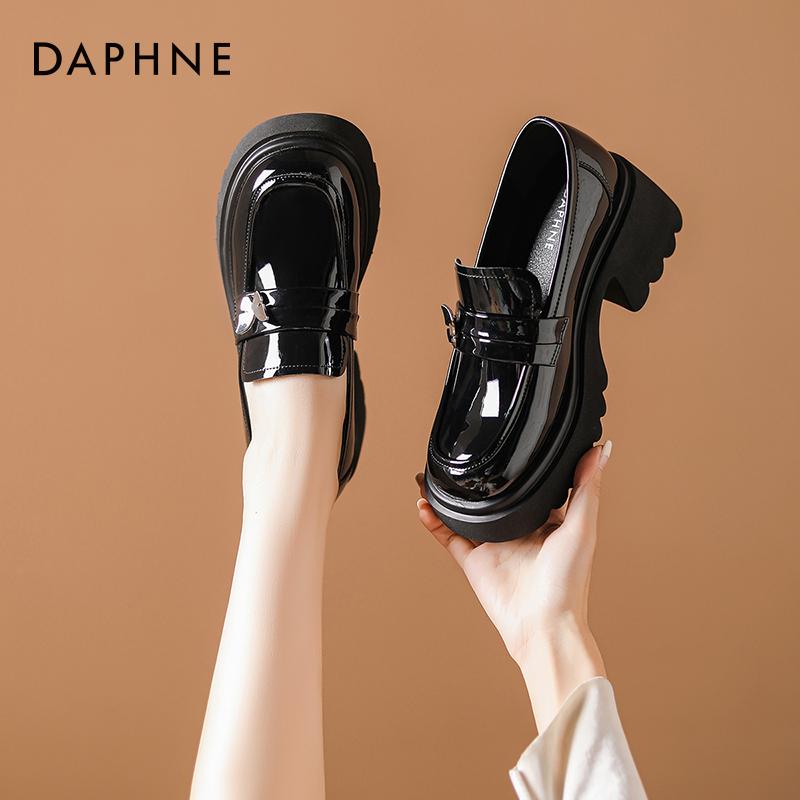 达芙妮厚底乐福鞋女秋冬2023新款