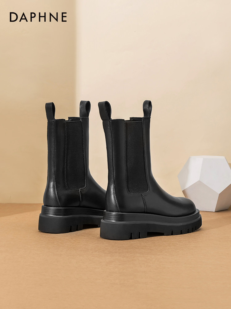 여성용 다프네 마틴 부츠 2023 가을 겨울 인기 첼시 부츠 굴뚝 부츠 여성용 영국 스타일 미드 송아지 짧은 부츠