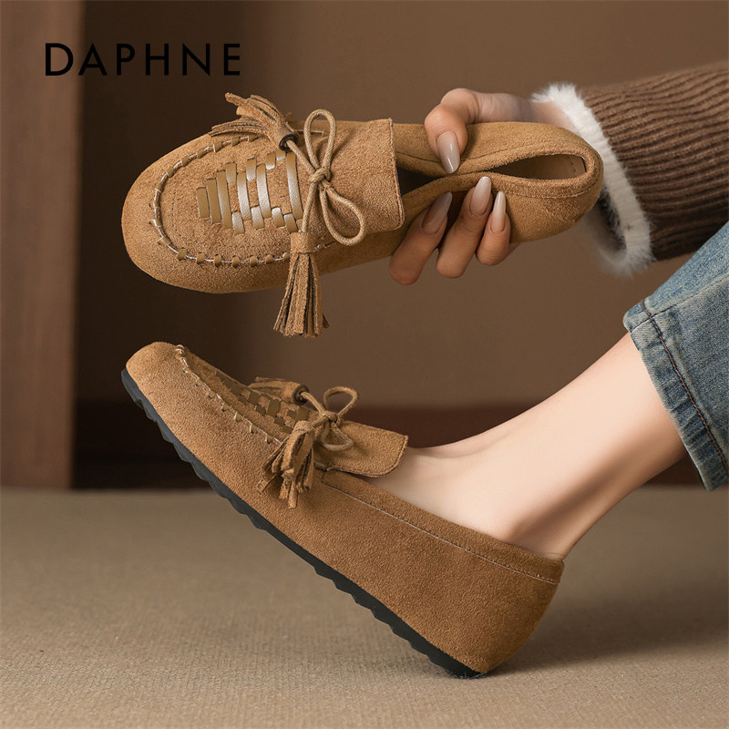 达芙妮复古乐福鞋女2026新款春季百搭豆豆鞋英伦风小皮鞋平底单鞋,女鞋,浅口单鞋,淘宝优惠券,粉丝福利购,淘宝优惠卷