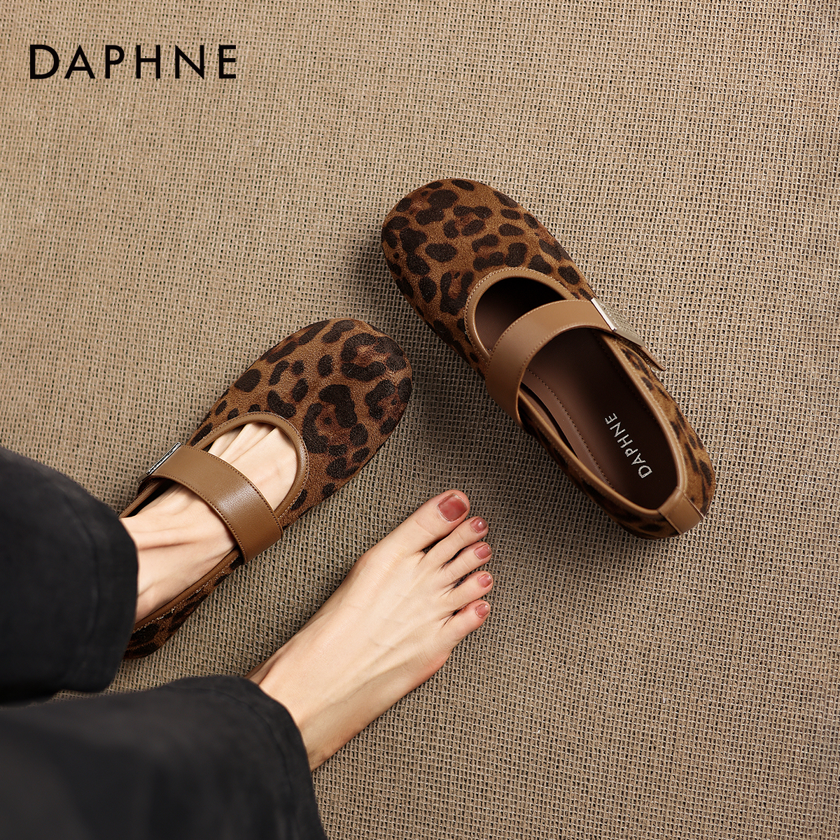 豹纹玛丽珍女鞋平底单鞋