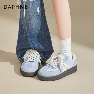 女2026新款 运动芭蕾厚底小白鞋 春季 板鞋 休闲经典 达芙妮蓝色德训鞋
