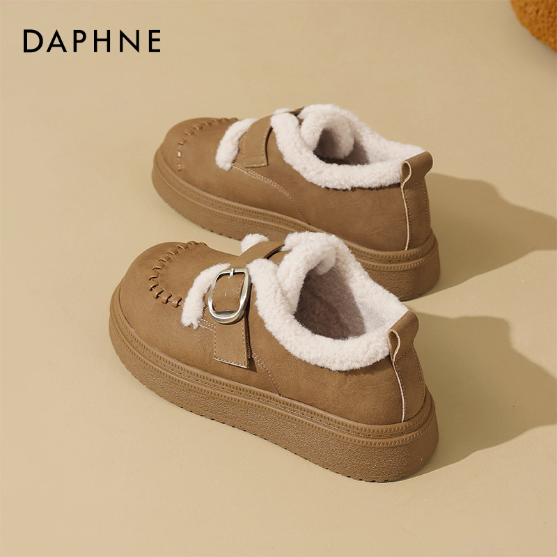 达芙妮厚底加绒勃肯鞋女保暖增高