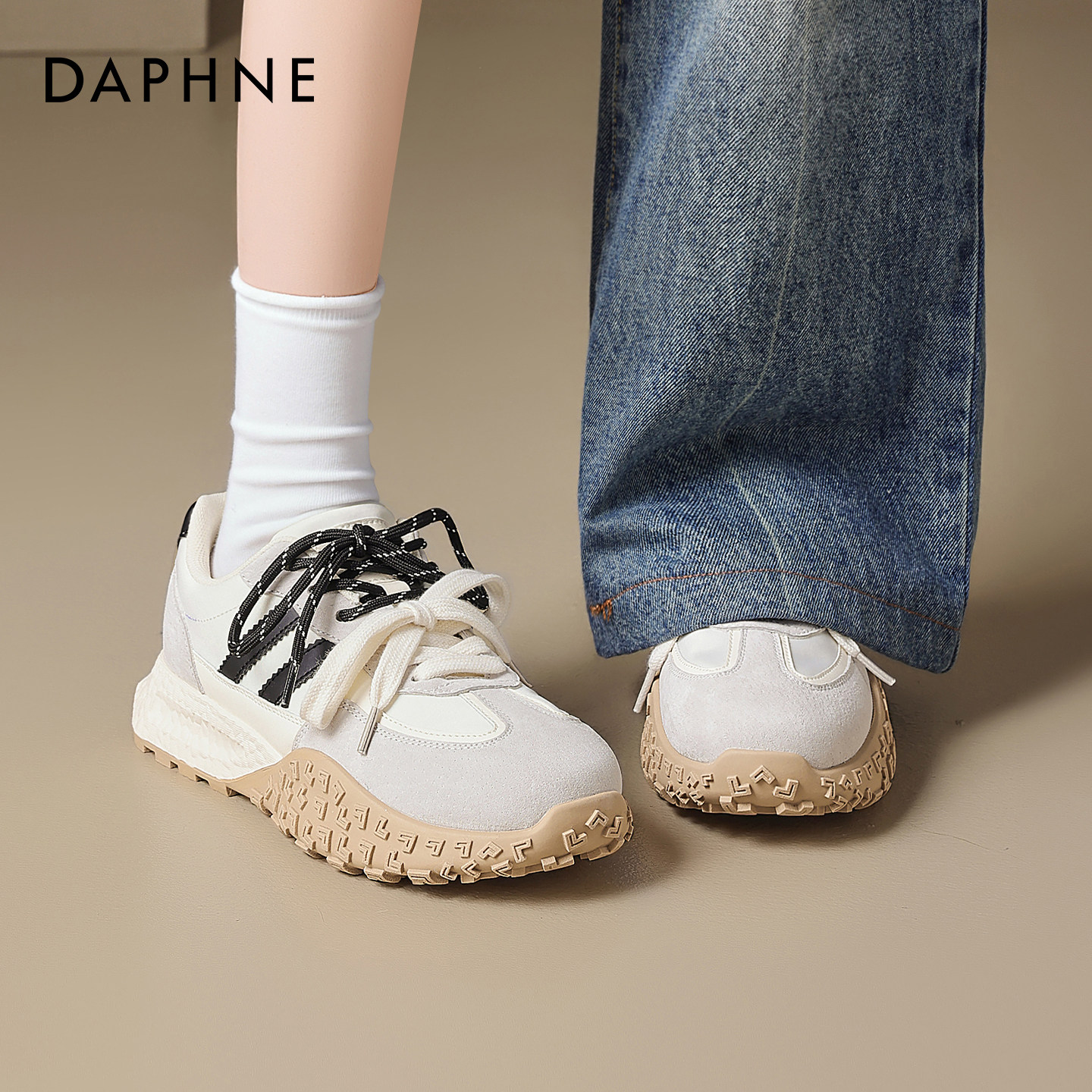 达芙妮厚底德训鞋女2026春季新款阿软底甘鞋百搭增高巨好看小白鞋,女鞋,时尚休闲鞋,淘宝优惠券,粉丝福利购,淘宝优惠卷