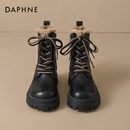 达芙妮加绒马丁靴女2025冬季新款增高保暖雪地靴防滑哈尔滨棉鞋子