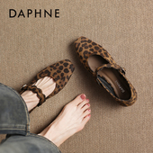 女2026新款 皮鞋 春季 达芙妮豹纹平底单鞋 法式 芭蕾玛丽珍女鞋 瓢鞋 子