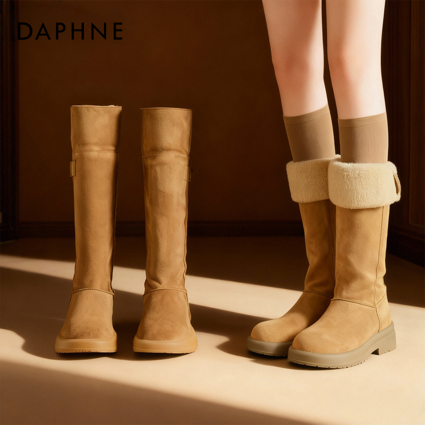 达芙妮厚底雪地靴女冬季