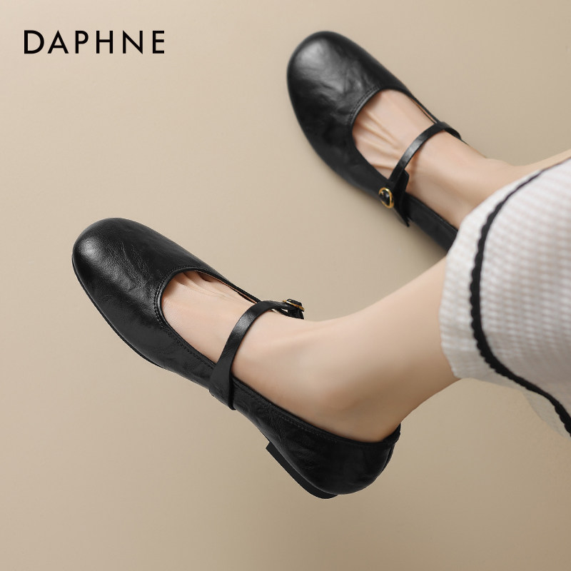 达芙妮平底单鞋女2026新款法式玛丽珍女鞋夏季软底黑色小皮鞋瓢鞋,女鞋,浅口单鞋,淘宝优惠券,粉丝福利购,淘宝优惠卷