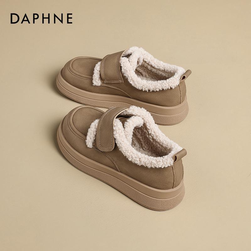 达芙妮加绒乐福鞋秋冬低帮雪地靴