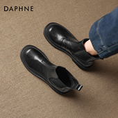 达芙妮黑色短靴子女冬季 2026新款 平底马丁靴瘦瘦靴低跟切尔西女靴