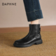 达芙妮黑色短靴女2026新款 冬季 加绒英伦风马丁靴厚底瘦瘦靴骑士靴
