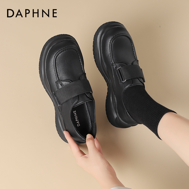 达芙妮女厚底乐福鞋一脚蹬懒人鞋