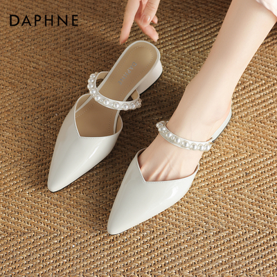 法式绝美尖头拖鞋女粗高跟凉单鞋