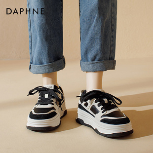 达芙妮加绒板鞋女款冬季巨好看的百搭鞋子黑白小白鞋2025保暖棉鞋