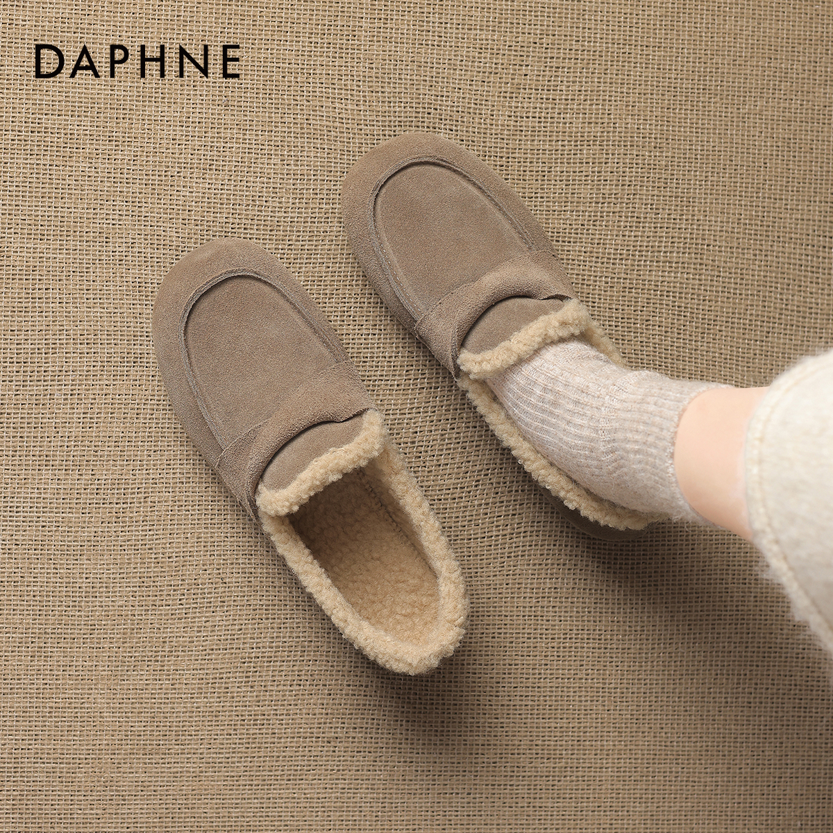 内增高雪地靴女款棉鞋加绒乐福鞋