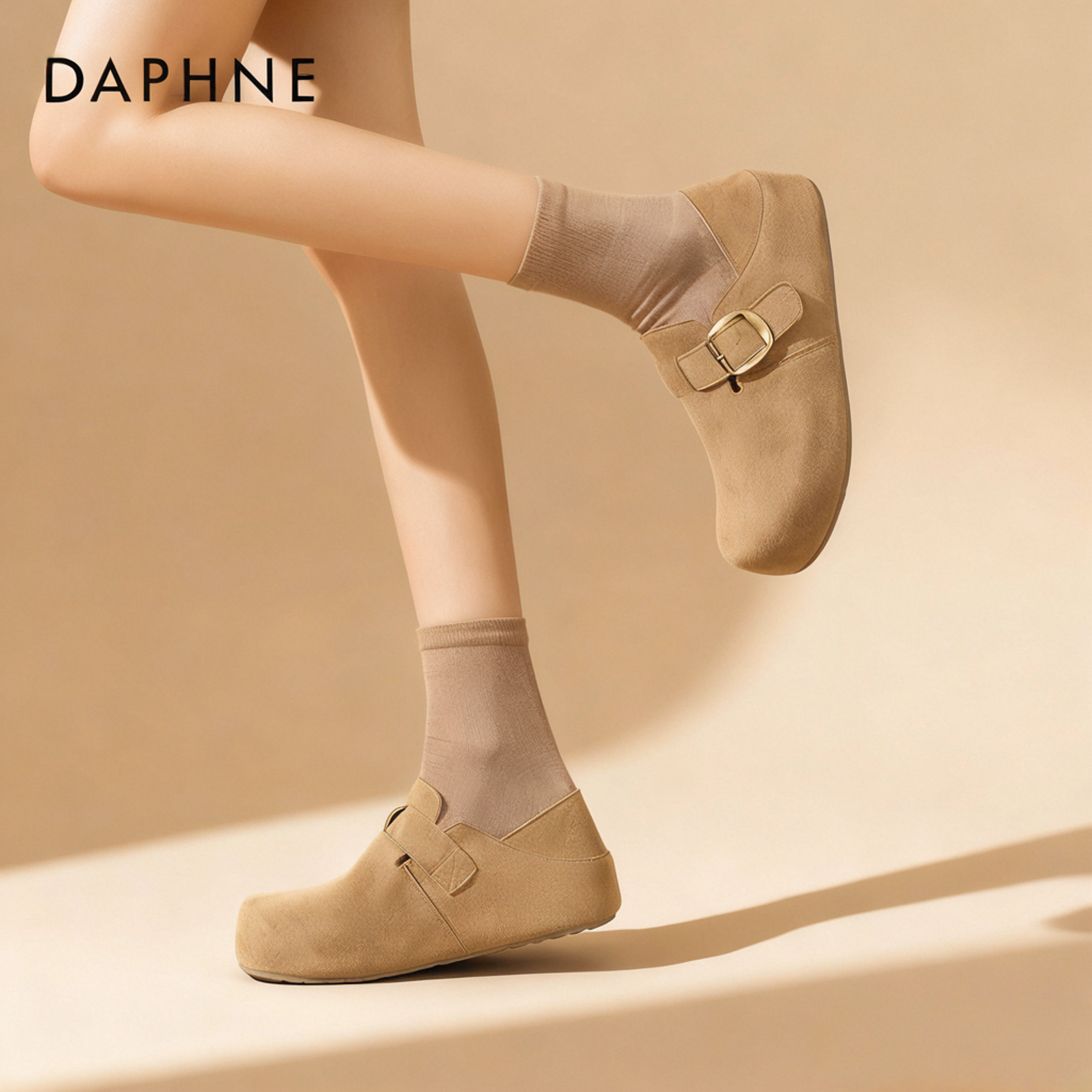 达芙妮厚底半拖勃肯鞋女