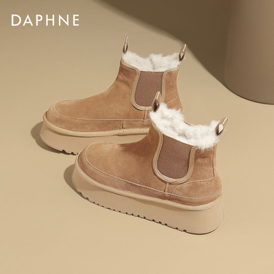 达芙妮厚底雪地靴女款冬季