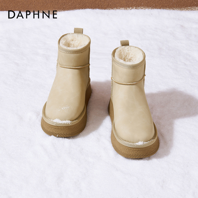 达芙妮厚底雪地靴女保暖棉鞋棉靴