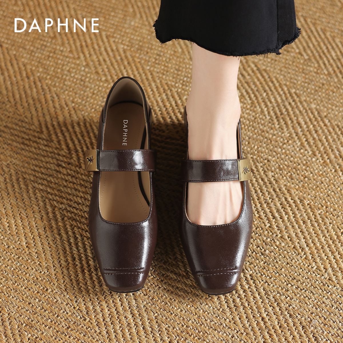 达芙妮气质复古玛丽珍单鞋女粗跟