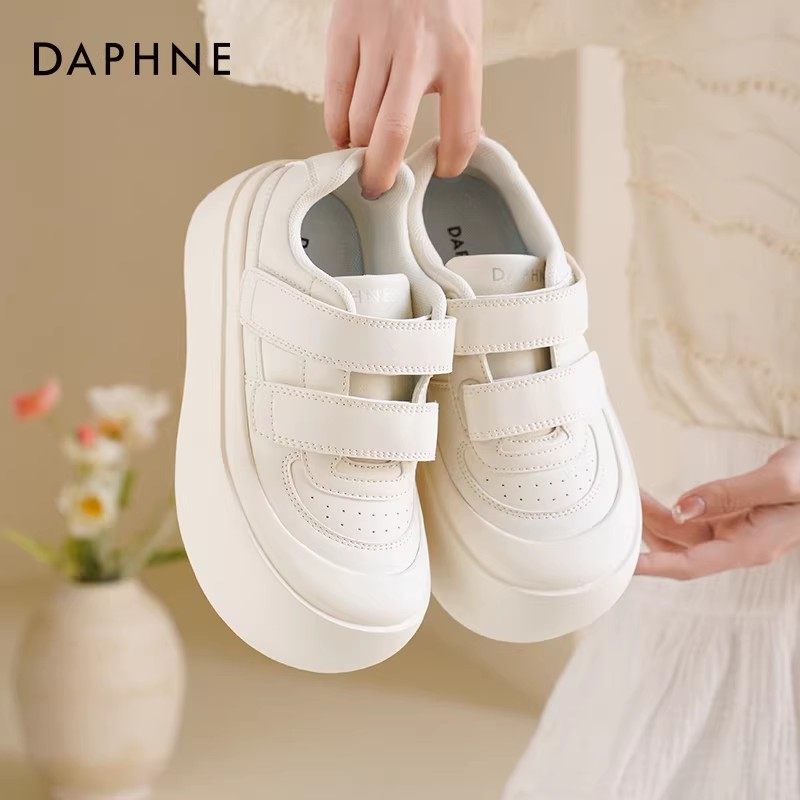 达芙妮厚底小白鞋女2026新款春季百搭板鞋魔术贴大头鞋休闲鞋子女