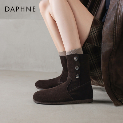 达芙妮勃肯小短靴女冬加绒马丁靴