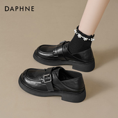 女2026春季 新款 复古软底通勤单鞋 达芙妮厚底乐福鞋 英伦黑色小皮鞋