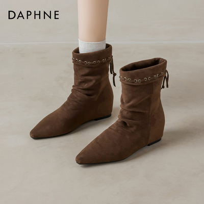 达芙妮内增高短靴女加绒