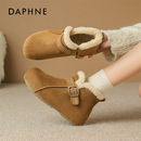 达芙妮加绒勃肯鞋女款2025冬季新款内增高加厚棉鞋全包毛绒雪地靴