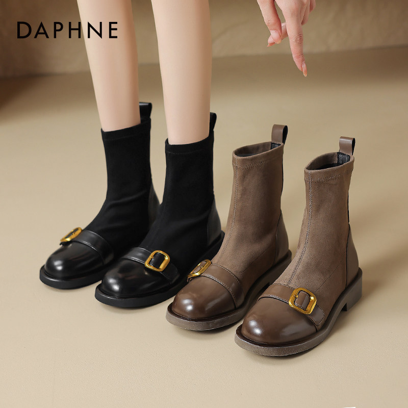 达芙妮弹力短靴2023年春秋款