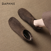 羊皮法式 达芙妮短靴女2026新款 加绒瘦瘦靴冬季 小踝靴平底妈妈女靴