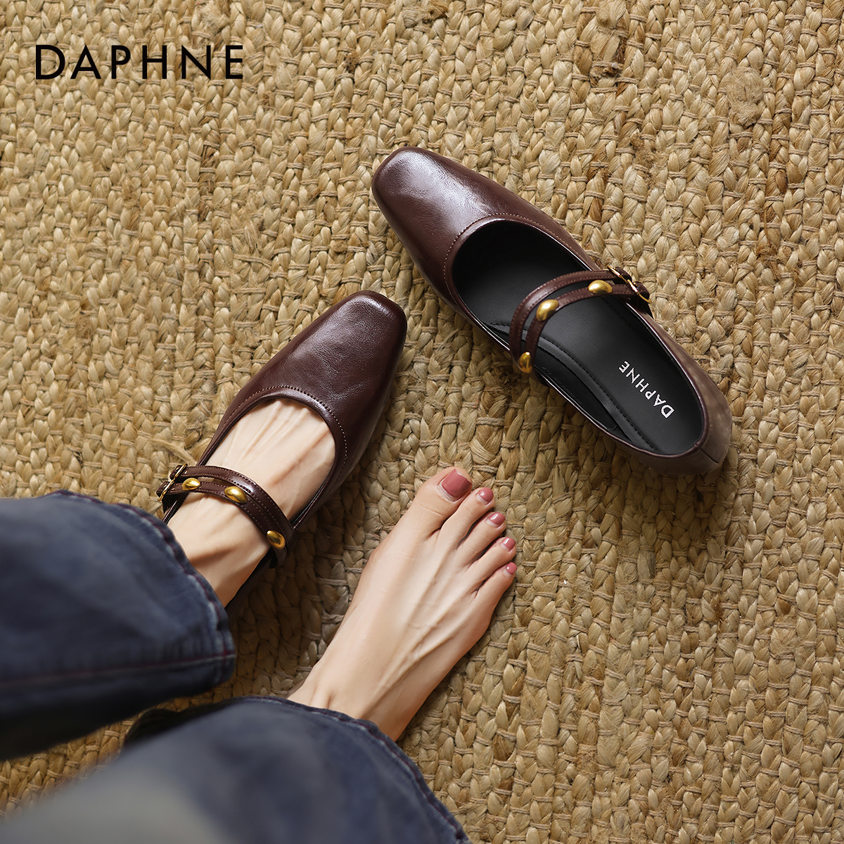 达芙妮法式玛丽珍女鞋浅口单鞋