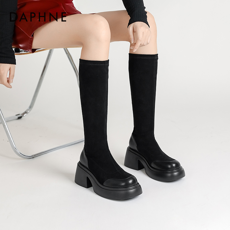 达芙妮厚底增高瘦瘦靴女