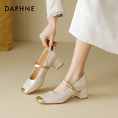 玛丽珍女鞋 2026新款 春配旗袍绝美单鞋 达芙妮新中式 中高跟小皮鞋 秋