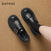 粗跟黑色单鞋 达芙妮厚底乐福鞋 女款 高跟鞋 女2026新款 英伦风小皮鞋