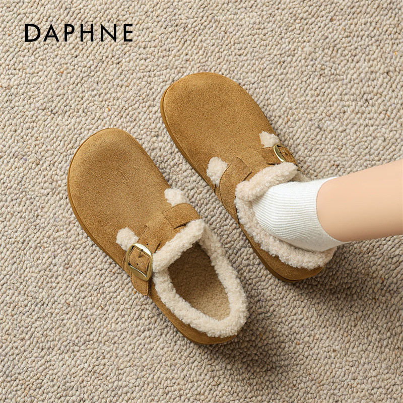 达芙妮加绒勃肯鞋女2025冬季新款厚底小土豆棉鞋保暖懒人孕妇鞋子,女鞋,时尚雪地靴,淘宝优惠券,粉丝福利购,淘宝优惠卷