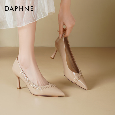 达芙妮裸色高跟鞋女2026新款单鞋