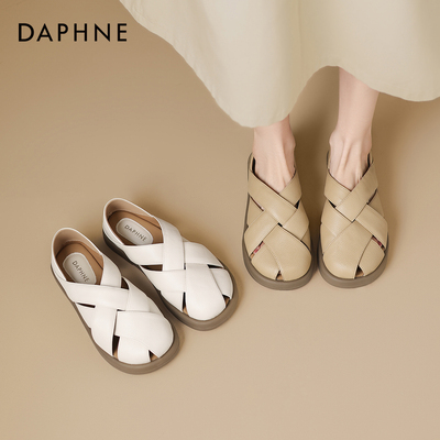 达芙妮罗马凉鞋女镂空编织猪笼鞋