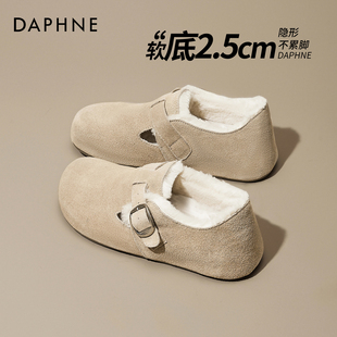 一脚蹬棉鞋 达芙妮加绒勃肯鞋 毛毛雪地靴全包单鞋 冬季 子 女2025新款