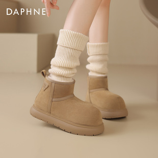 加厚靴子厚底棉鞋 冬季 大头丑萌短靴 2025新款 达芙妮加绒雪地靴女款