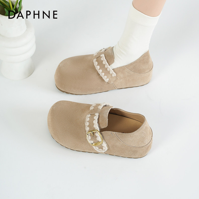 达芙妮厚底勃肯鞋女2026新款春季两穿增高女鞋全包软底一脚蹬单鞋