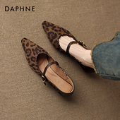 2026新款 女士女款 秋法式 达芙妮尖头细跟豹纹小单鞋 玛丽珍气质女鞋