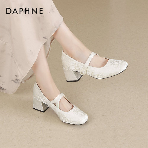 达芙妮新中式玛丽珍女鞋2025新款秋季配裙子粗跟轻国风高跟鞋单鞋